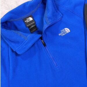 The North Face Mens 1/4 Zip Fleece Sz Large Blue FlashDry Pullover A3ZX F13